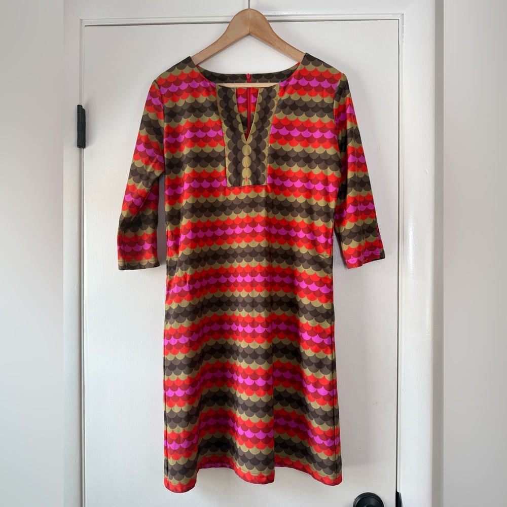 Sara Campbell Colorful Scallop Sheath Dress Coastal Preppy Modern Coquette Fun